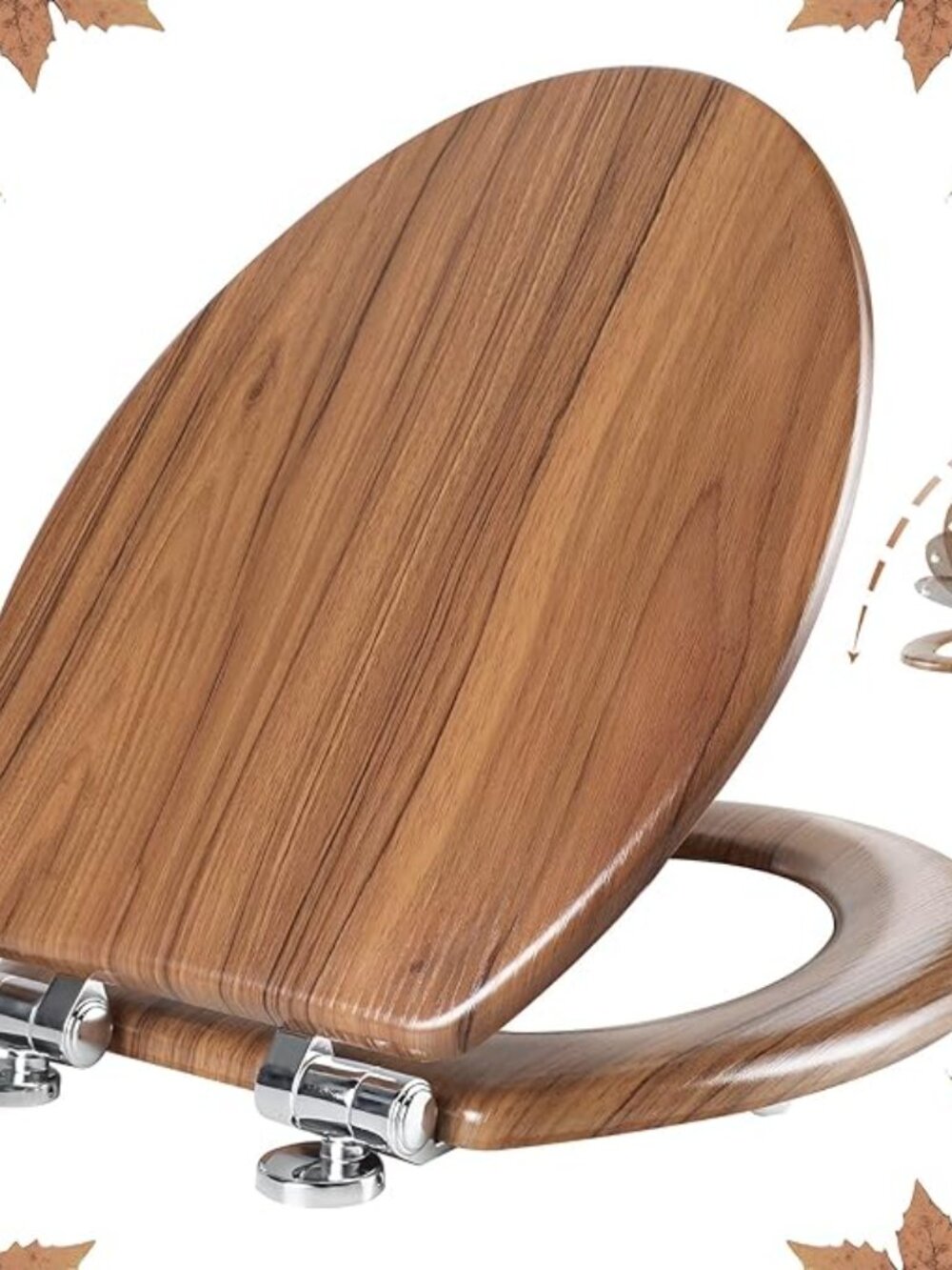 Angol Shiold Elongated Toilet Seat Natural Molded Wood Quiet Close Quick Release
